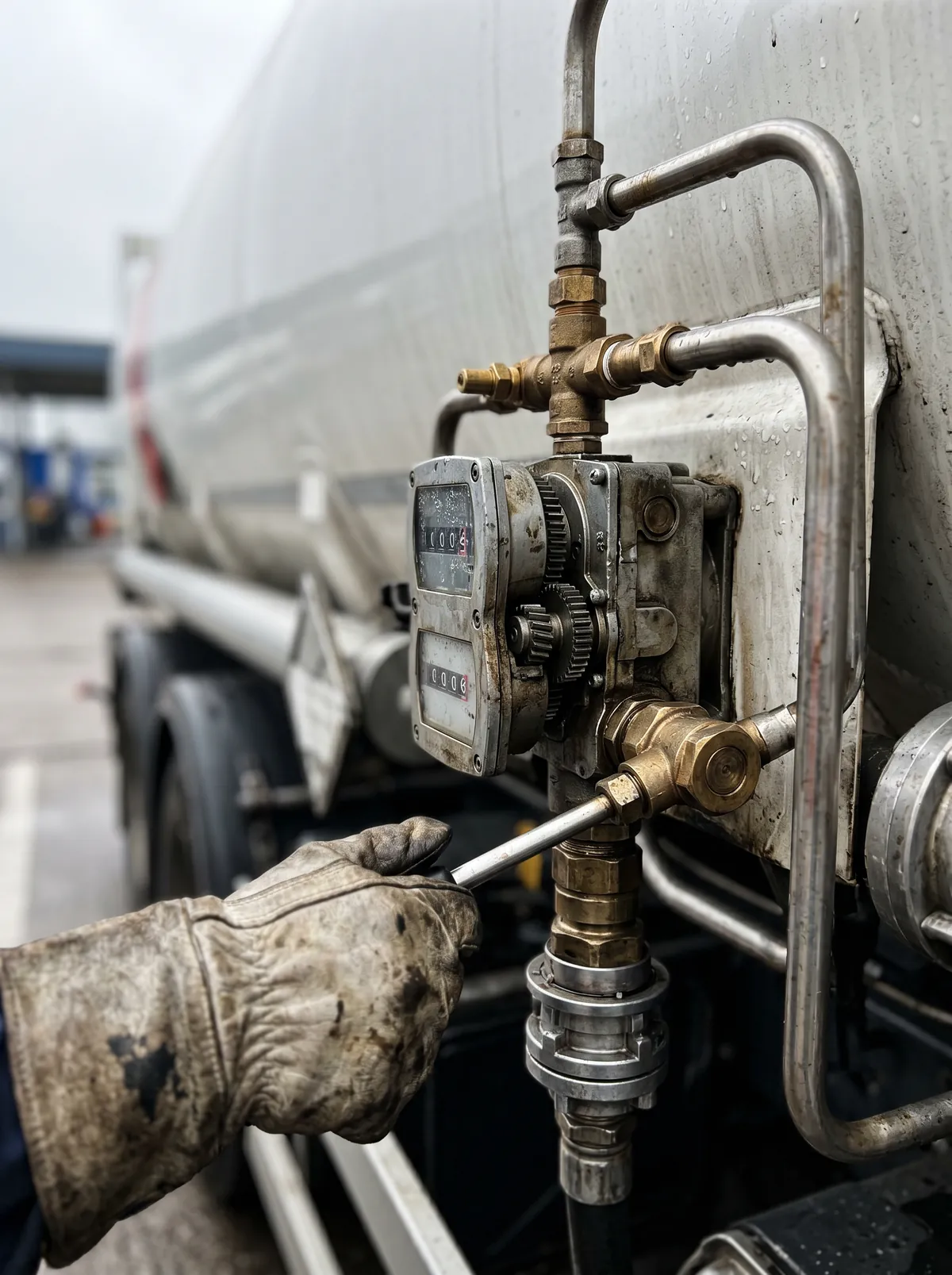 Geeichtes Zählwerk am Tankwagen von Techet Kraftstoffe